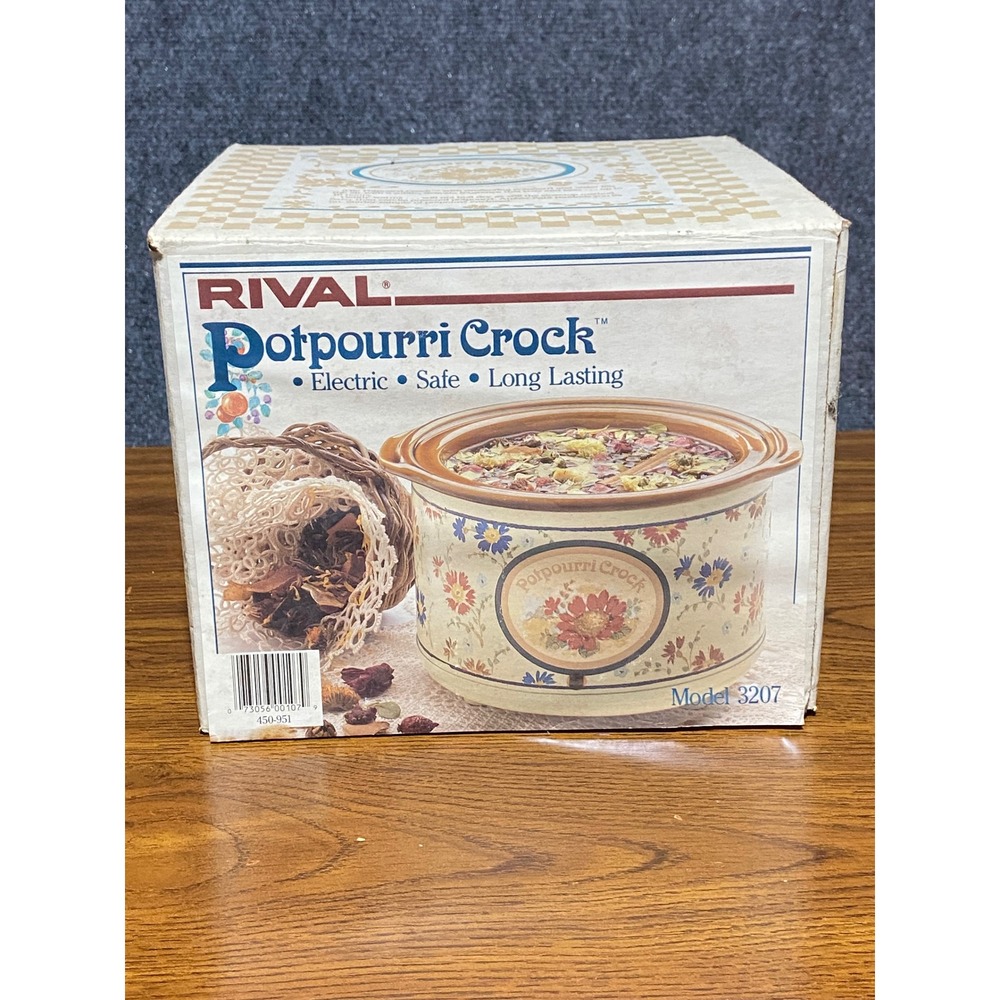 Vintage Rival Potpourri Crock Model 3207 Electric Simmering Cooker Floral NOS